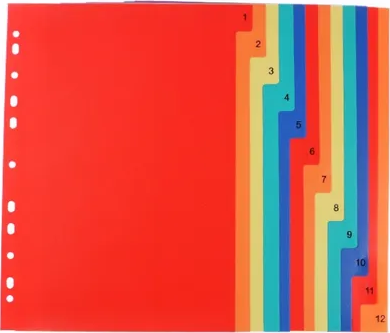 KALAM.KZ - Разделитель 1-12, А4, 12л, пластик, цветной Foska купить KALAM.KZ - Разделитель 1-12, А4, 12л, пластик, цветной Foska