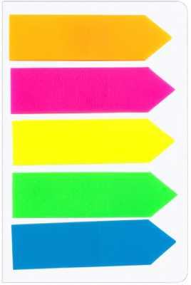 Закладки клейкие 45x12мм, 5цвx25л,стрелки, пластиковые "Basy"