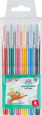 Набор ручек шариковых 1,0мм,  6 шт., 6цв., "Funny animals" ArtSpace