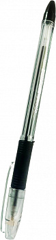 KALAM.KZ - Ручка шариковая, 0.7мм, черная, корпус прозрачный, с резиновым упором для пальцев Epene