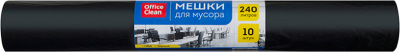 Пакет для мусора на 240л, 10шт в рулоне., 31мкм., черные OfficeClean ПВД