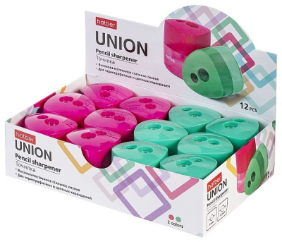 KALAM.KZ - Точилка 2 отверстия, с контейнером, пластик "Hatber Union" 8/12мм