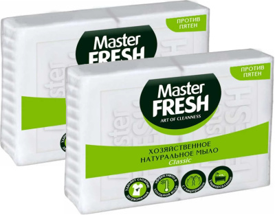 Мыло хозяйственное 125гр,х 2шт, против пятен, белое "Master Fresh"