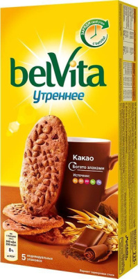 Печенье 225гр, утреннее, с какао Belvita