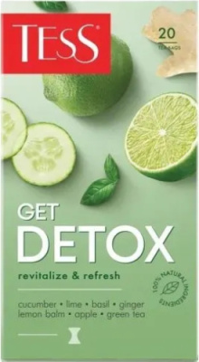 Чай зеленый, 20 пирамидок Tess Get Detox Лайм