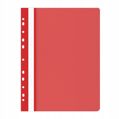 Скоросшиватель пластиковый, с перфорацией, A4, 100/170мкм, красный Office, PBS