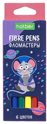 Фломастеры 6 цветов, "Hatber Eco", серия "Космос", в картонной упаковке