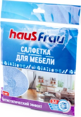 KALAM.KZ - Салфетка 30*30см, микрофибра 1 шт. "Haus Frau" для мебели, голубая 