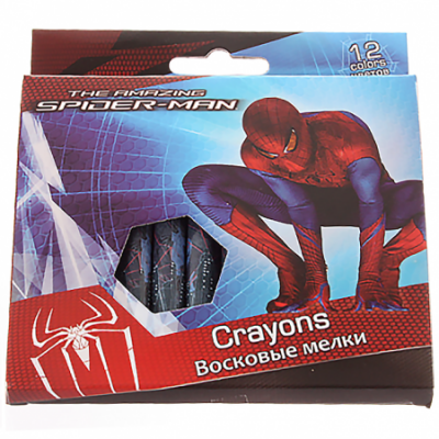 Мелки восковые 12 цветов, набор, картонная упаковка Spider-man Академия Групп