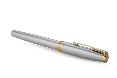 KALAM.KZ - Ручка роллерная Parker Sonnet Stainless Steel GT, 0,8 мм F, черная 1931506