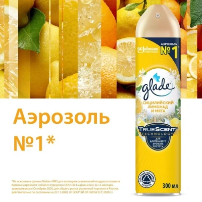 KALAM.KZ - Освежитель воздуха 300мл, Glade "Сицилийский лимонад и мята"