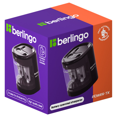 KALAM.KZ - Точилка электрическая Berlingo "Power TX" , 2 отверстия, контейнер, черная
