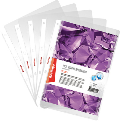 Файл прозрачный A4, 180мм с расширением, глянцевый, Berlingo