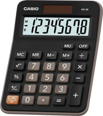 Калькулятор 8 разрядов, 29 x 106,5 x 147 мм, черный CASIO MX-8B-BK-W-EC