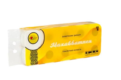 Бумага туалетная 2х-слойная, "Махаббатпен" с втулкой, 10 шт в уп