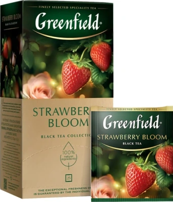 KALAM.KZ - Чай черный, 25 пакетиков Greenfield Strawberry Bloom, ( 1,5х25х10)  black tea