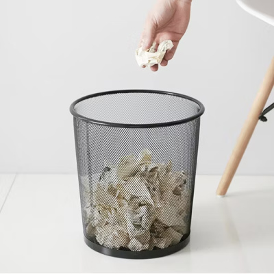 KALAM.KZ - Корзина для бумаг 21 л, 29,5x34,5см, круглая, сетчатая, металлическая, черная Foska