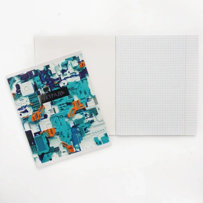 Тетрадь 48л, А5, клетка, скрепка, микросхемы, Эксмо