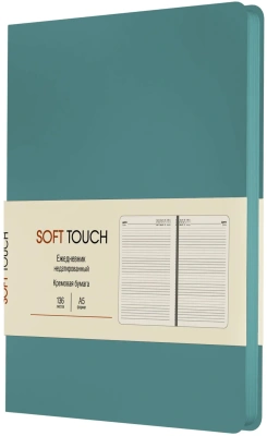 Ежедневник А5, недатированный, 136л, иск. кожа(Soft Touch), бирюзовый, Эксмо