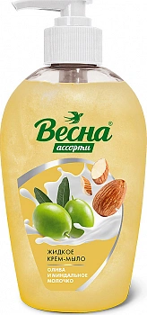 KALAM.KZ - Мыло-крем жидкое 280мл олива и миндальное молочко с дозатором "Весна"