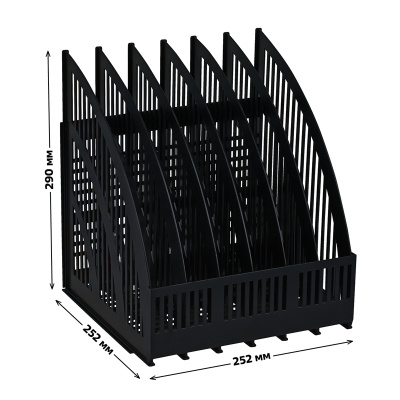 KALAM.KZ - Лоток вертикальный А4, 290мм, 6-и секционный, черный, сборный Стамм "Line"