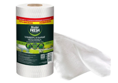 KALAM.KZ - Салфетки универсальные, (полотенце сухое), 22*24см, 100шт., в рулоне 70% вискозы, "Master fresh"