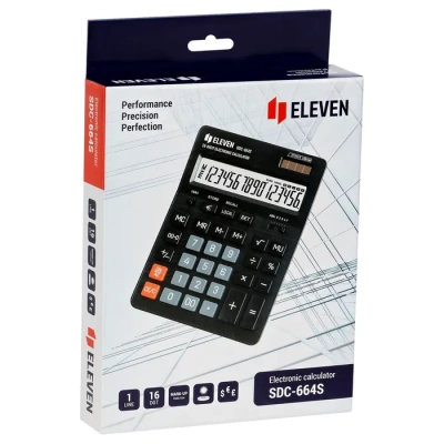 KALAM.KZ - Калькулятор 16 разрядов, 15.5x20.5см, черный Eleven