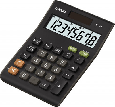 Калькулятор 8 разрядов, 2,9 ×10,3 ×14,7 см, черный CASIO MS-8B-S-EC