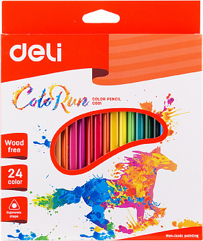 KALAM.KZ - Карандаши цветные 24шт, набор, картон.упаковка Deli ColorRun