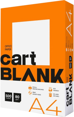 Бумага белая CartBlank А4, 80гр., 500л., матовая, без покрытия