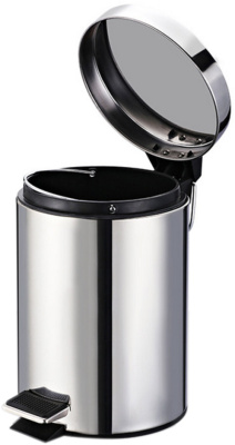 Урна 12л с крышкой и педалью металлическая, круглая хром