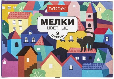 KALAM.KZ - Мелки цветные 9 цветов, набор, картонная упаковка Hatber
