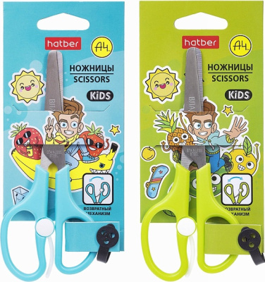 Ножницы детские "Hatber", 13,5см, нержавеющая сталь, ассорти, серия "Влад А4", в блистере