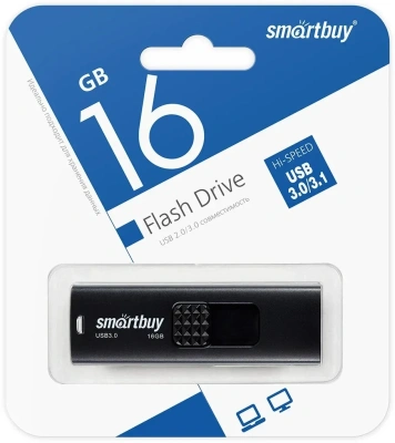 Флеш-накопитель USB 16GB  3.0 Fashion Black Smartbuy