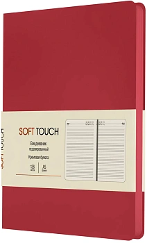 Ежедневник А5, недатированный, 136л, иск. кожа(Soft Touch), ягодный, Эксмо