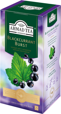 Чай черный, 25 пакетиков Ahmad Blackcurrant Burst (Смородиновый взрыв)