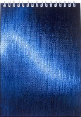 Блокнот 80л, А5, клетка, на гребне, бумвинил. обл,  Metallic синий, "Hatber"