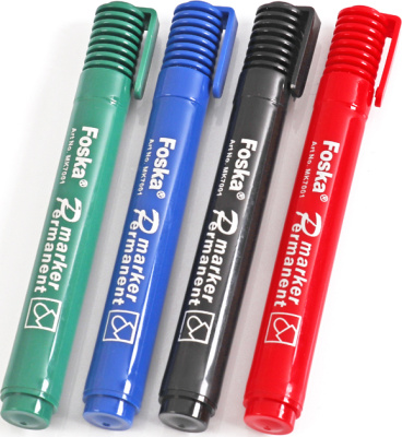 KALAM.KZ - Маркер перманентный, 1.5-2.5мм, круглый наконечник, набор 4 цвета Foska