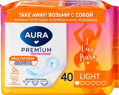 Прокладки AURA Premium ежедневные, ультротонкие 40шт