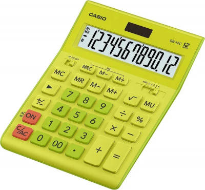 Калькулятор 12 разрядов, 34,5 x 210 x 155мм, салатовый CASIO GR-12C-GN-W-EP