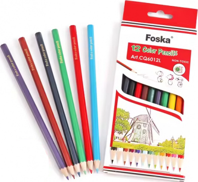 Карандаши цветные 12шт, набор, картон.упаковка Foska