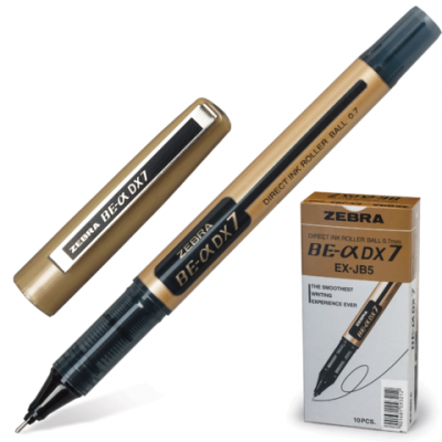 Ручка роллерная 0,7мм Zebra, черная DX7 Gold barell/Black ink 