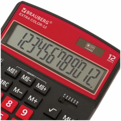 KALAM.KZ - Калькулятор 12 разрядов, 15.5x20.6см, черно-малиновый  BRAUBERG EXTRA COLOR-12-BKWR