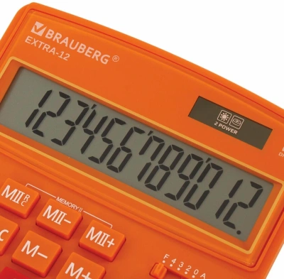 KALAM.KZ - Калькулятор 12 разрядов, 15.5x20.6см, оранжевый  BRAUBERG EXTRA-12-RG