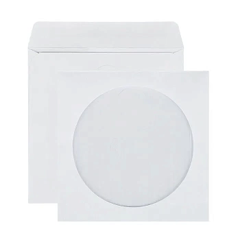 KALAM.KZ - Конверт для 1 CD/DVD, 125 х 125 мм, белый бумажный KurtStrip