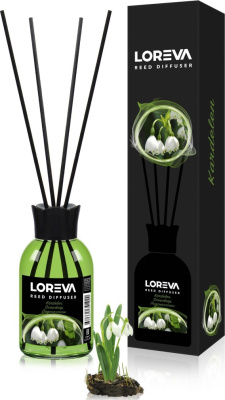 Освежитель-Аромадиффузор 110мл, Loreva с эфирными маслами с палочками, "Подснежник"