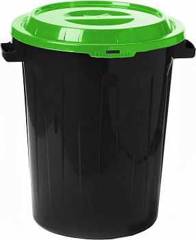 KALAM.KZ - Бак для мусора 70л, с крышкой пластиковый зел/черный