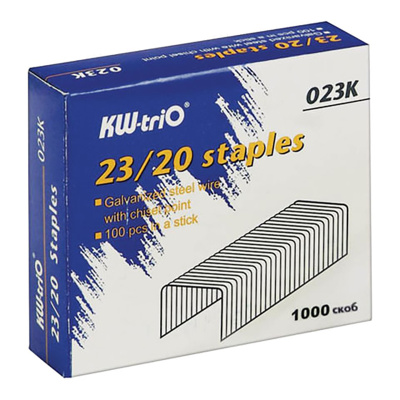 KALAM.KZ - Скобы для степлера №23/20, 160-200л, 1000шт, оцинкованные  KW-trio