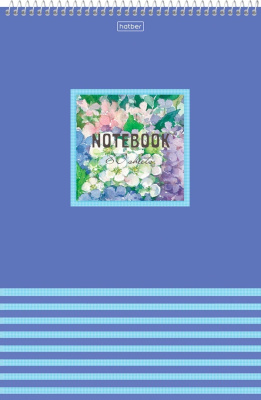 Блокнот 80л, А4, клетка, на спирали, твердая подложка "Цветочная акварель" "Hatber"