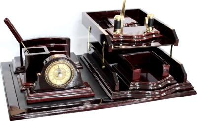 Набор настольный 9 предметов, дерево, темно-бордовый Grand